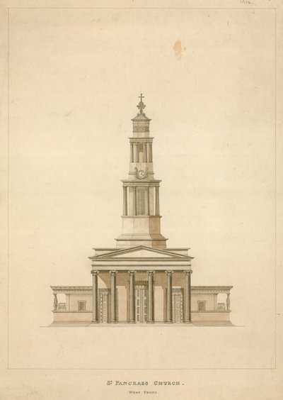 St Pancras Kerk, Londen; westelijke voorzijde door English School