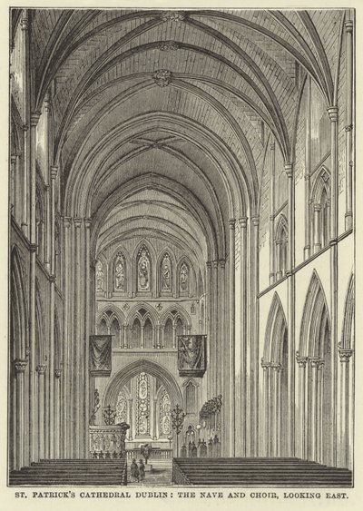 St Patricks-kathedraal Dublin, het schip en koor, kijkend naar het oosten door English School