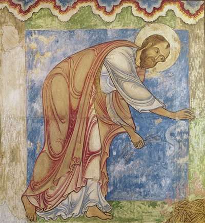 St. Paulus en de adder, in de kapel van St. Anselm, c.1180 door English School