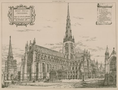 St Pauls Kathedraal, Londen, voor de vernietiging van de torenspits door English School