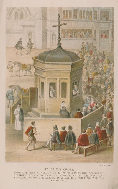 St. Pauls Cross van een schilderij uit 1616 door English School