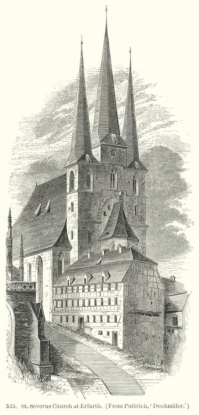 Severuskerk in Erfurth (gravure) door English School