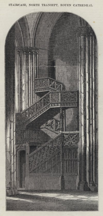 Trap, noordelijk transept, kathedraal van Rouen door English School