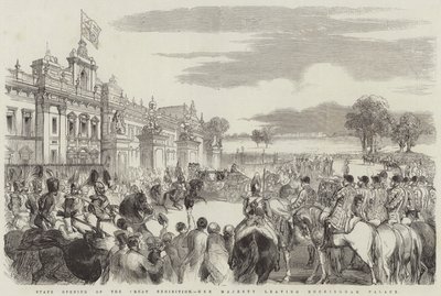 Staatsopening van de Grote Tentoonstelling, Hare Majesteit vertrekt uit Buckingham Palace door English School