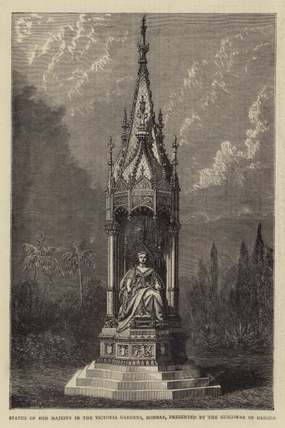Standbeeld van Hare Majesteit in de Victoria Gardens, Bombay, geschonken door de Guicowar van Baroda door English School