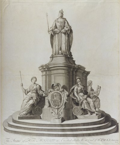 Standbeeld van koningin Anne (1665-1714), gepubliceerd 1713 door English School