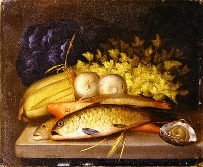 Stilleven van vis, ca. 1840 door English School