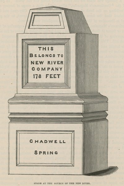 Steen bij de bron van de New River, Chadwell Spring door English School