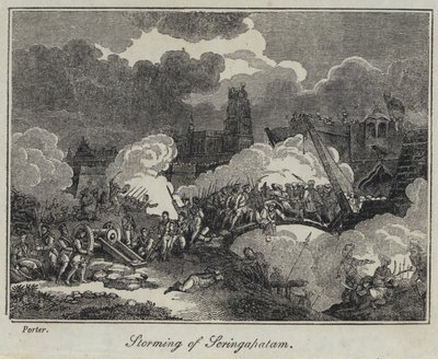 Bestorming van Seringapatam (gravure) door English School