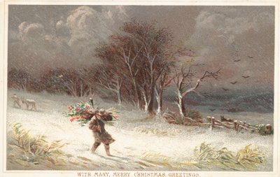 Stormachtig weer, kerstkaart door English School