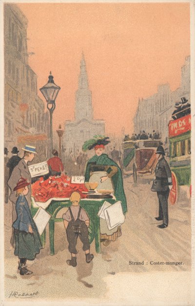 Strand, Londen, straatventer door English School