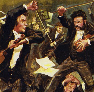 Strauss ontmoette drie andere violisten, maar ze kregen ruzie tijdens een concert door English School
