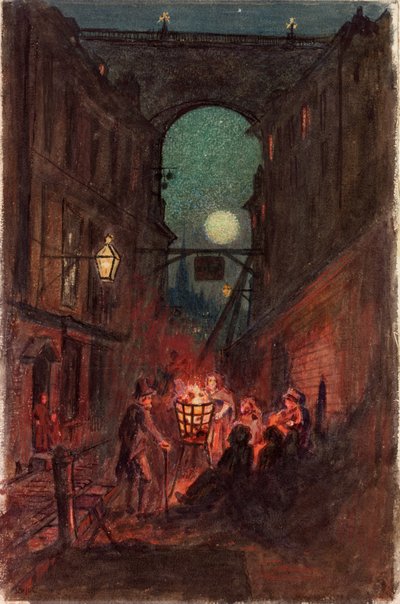 Straatscène, Newcastle upon Tyne door English School