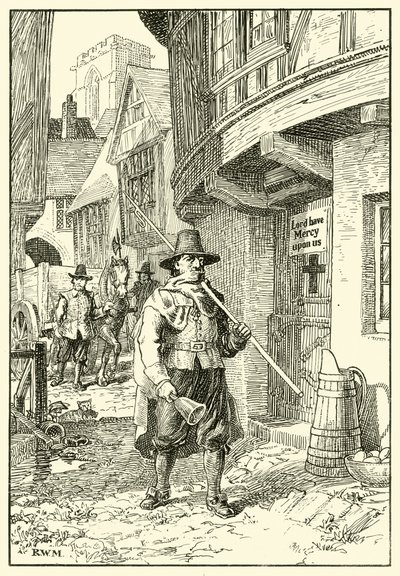 Straatscène tijdens de Grote Pest door English School