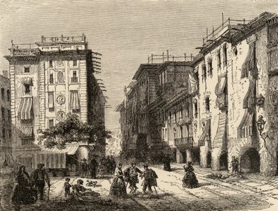 Straat in Barcelona, illustratie uit 