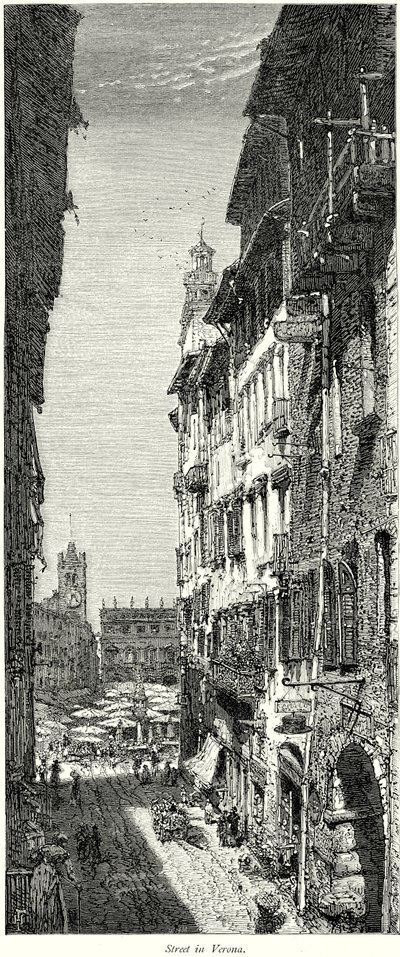 Street in Verona (engraving) door English School