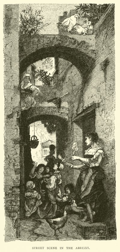 Straatscène in de Abruzzen door English School