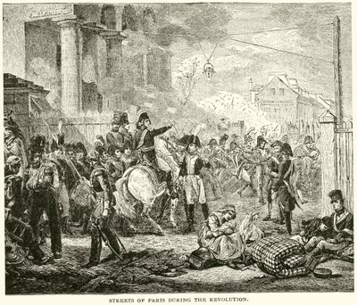 Straten van Parijs tijdens de revolutie door English School