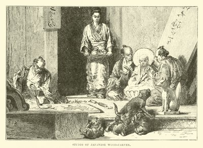 Atelier van een Japanse houtsnijder door English School