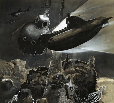 Onderzeeër ramt een bathysphere door English School