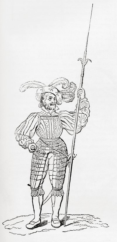 Harnas met ribbels en gravures, uit Old England: A Pictorial Museum, uitgegeven 1847 door English School