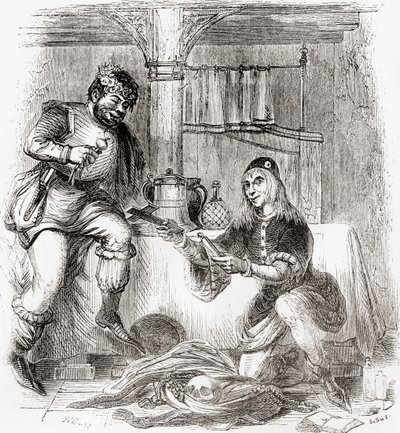 Sumpnour en Pardoner, uit Old England: A Pictorial Museum, uitgegeven 1847 door English School