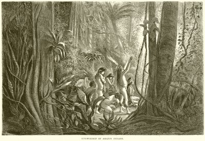 Zonaanbidding van Amazone-indianen door English School