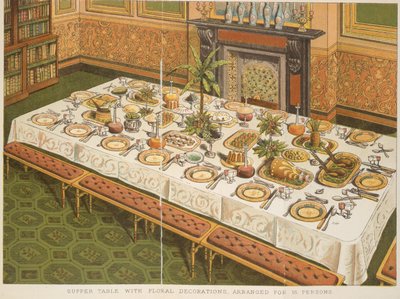 Diner Tafel met Bloemdecoraties, Georganiseerd voor 16 Personen, uit 
