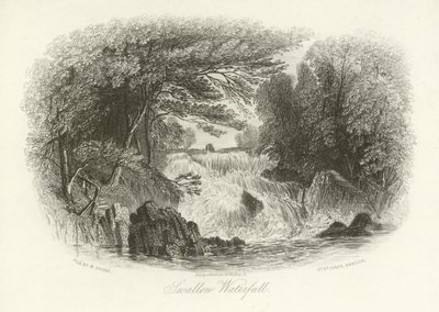 Swallow Waterfall, nabij Betws-y-Coed, Noord-Wales door English School