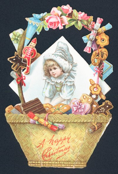 Zoetmand en foto van meisje, kerstkaart door English School