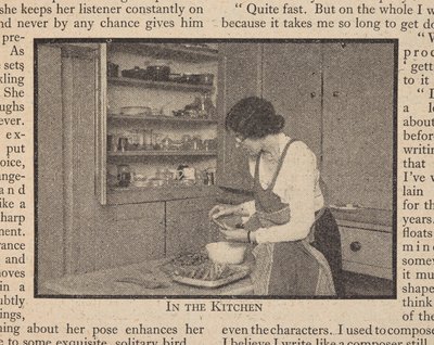 Sylvia in de keuken op 113 Inverness Terrace, in Louise Morgan