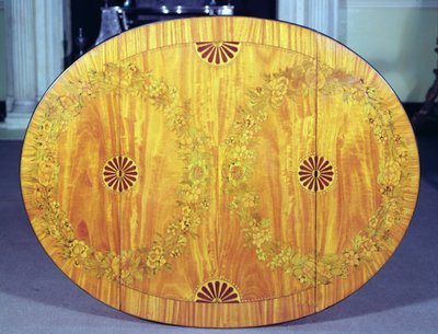 Tafelblad weergave van Pembroke tafel in Hepplewhite stijl, late 18e eeuw door English School