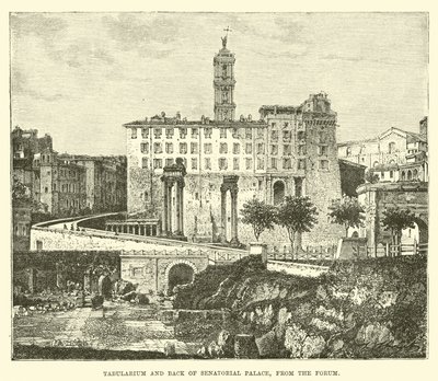 Tabularium en achterkant van het Senatoriale Paleis, vanaf het Forum door English School