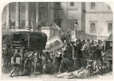 Het binnenhalen van de schilderijen in de Koninklijke Academie door English School