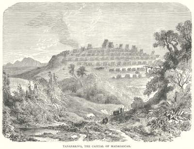 Tananarivo, de hoofdstad van Madagaskar (gravure) door English School