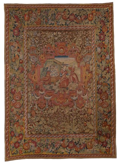Wandtapijt uit de Chastleton House set, geboorte van Peres en Zerah, de zonen van Juda en Tamar, uit Genesis XXXVIII, gemaakt in Sheldon, Engeland, ca. 1595 door English School