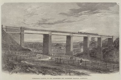 Tarradale Viaduct, op de Melbourne en Sandhurst Railway, Australië (gravure) door English School