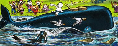 Teddybeer op de rug van een walvis door English School