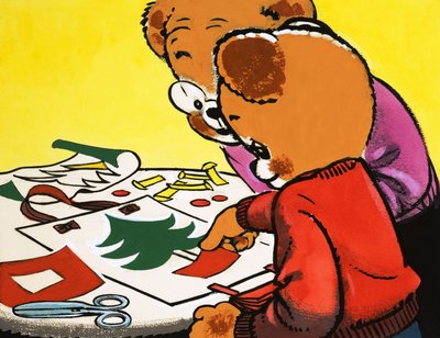 Teddyberen maken kerstversieringen door English School