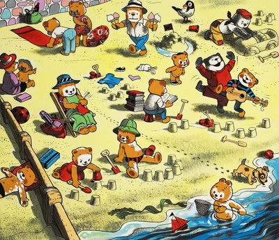 Teddyberen op het strand door English School