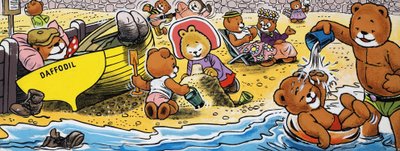 Teddyberen op het strand door English School