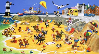 Teddyberen op het strand door English School