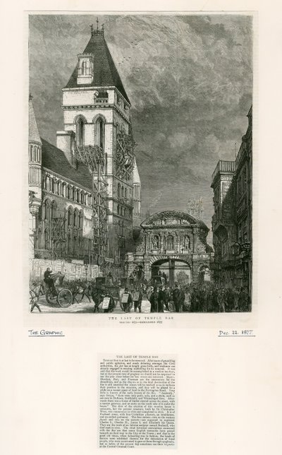Temple Bar, Londen. Sloop, 1877 door English School