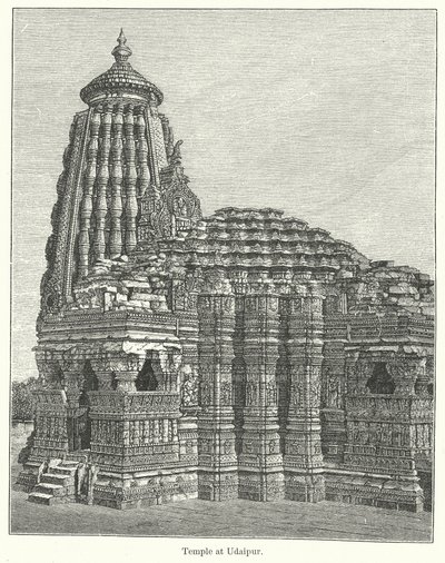 Tempel in Udaipur (gravure) door English School