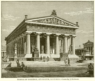 Tempel van Poseidon, in Paestum, Hersteld door English School