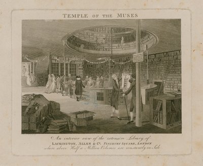 Temple of the Muses, Lackington Allen & Co, Finsbury Square door English School