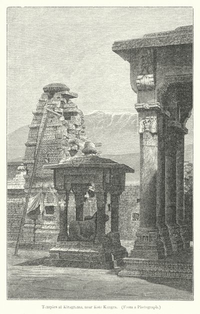 Tempels in Kiragrama, bij Kote Kangra (gravure) door English School