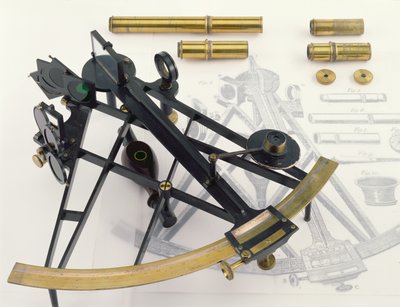 Tien Inch Sextant, waarschijnlijk door George Adams, gesigneerd door de handelaar William Healer (messing met originele geoxideerde afwerking) door English School