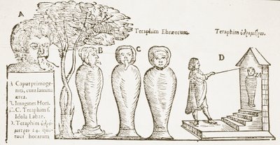 Terafim, kopie van een 17e-eeuwse illustratie, gebruikt in Geschiedenis van de Magie, gepubliceerd eind 19e eeuw door English School