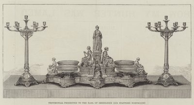 Getuigenis aangeboden aan de graaf van Iddesleigh (Sir Stafford Northcote) (gravure) door English School